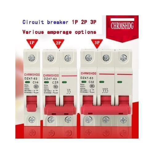 CHRMSHDG DZ47-63 3P 6A 10A 16A 20A 25A 32A 40A 50A 63A Mini Circuit Breaker Cutout Switch Miniature Household Air Switch