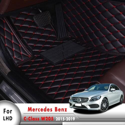 Car Floor Mats For Mercedes Benz C-Class C class W205 2019 2018 2017 2016 2015 Leather Rugs Carpets Accessories