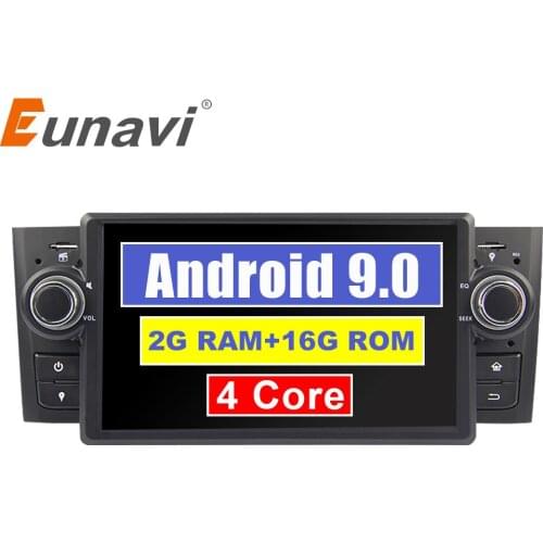 Eunavi 1 Din 7'' Quad core Android 9.0 Car DVD Player Stereo Radio System GPS Navi for Fiat Linea Grande Punto 2007-2012 USB BT