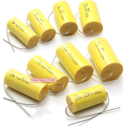 Free shipping 10 PCS Audiophiler Axial MKT 100V 0.68uF-6.8uF HIFI DIY Midrange Treble Capacitor for Speaker Car Horns Divider