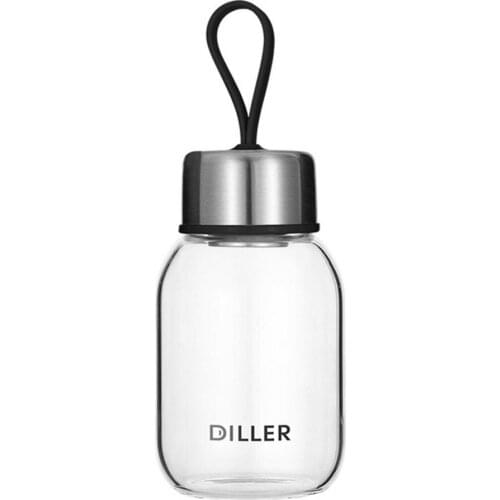 Portable High Borosilicate Glass Cylinder-shaped Glass Water Bottle With Handle for Office