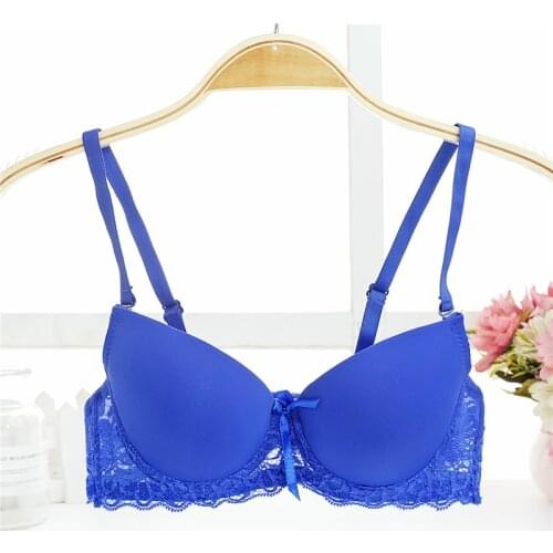 Fashion Seamless Lace Small Breasts Sexy Bra One Piece Sexy Small Cup T Shirt Bra Student Girl Double Push Up Bra 32 34 36