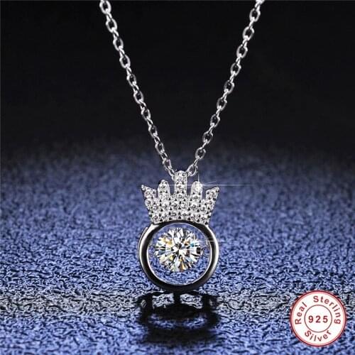 Geoki 925 Sterling Silver Perfect Cut Passed Diamond Test 0.5 ct D Color VVS1 Moisssanite Crown Pendant Necklace Luxury Jewelry