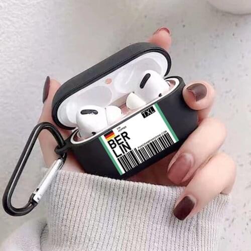 Travel City Ticket Relief Boarding Pass Headphone Case For Apple Airpods Pro Shockproof Protection Air Pods 3 Earphone Box Cover