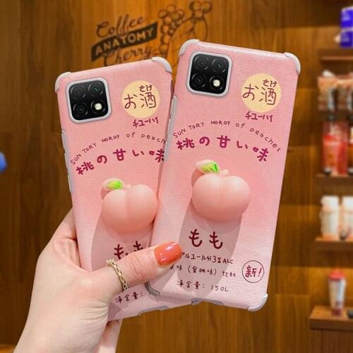 3D Funny Fruit Peach Phone Case For Huawei Honor 9X 10X P Smart Z Y9 Prime Stress Reliever Soft Silicone Shockproof Back Cover