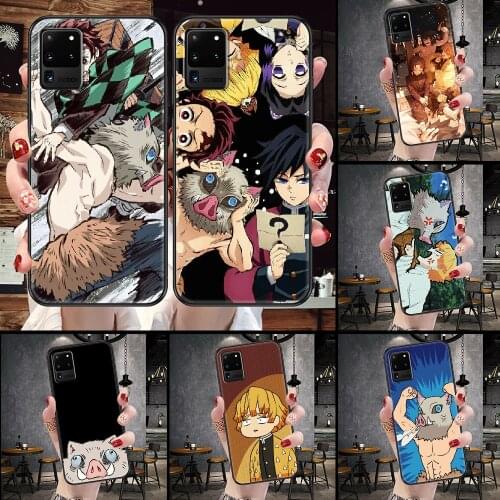 Demon Slayer Funny Phone case For Samsung Galaxy Note 4 8 9 10 20 S8 S9 S10 S10E S20 Plus UITRA Ultra black soft prime art shell