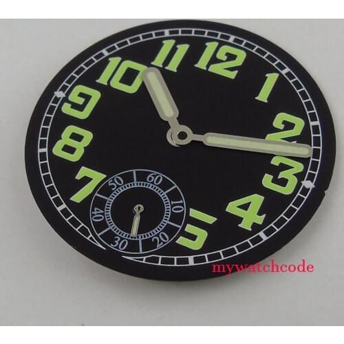 35mm black luminous dial fit eta 6498 sea-gull 3620 movement Watch (dial+hand)