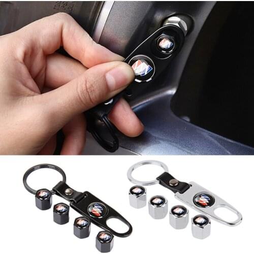 For Buick Badge Encore Enclave Regal Excelle Envision Allure Gt Hrv Lesabre Car Tire Wheel Valve Caps with Key Chain Decoration