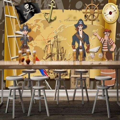 Dropshipping Colomac Customized Wallpaper Retro Pirates Caribbean Pirate Wallpaper Nostaligic Wall Paper Mural 3d Papier Peint