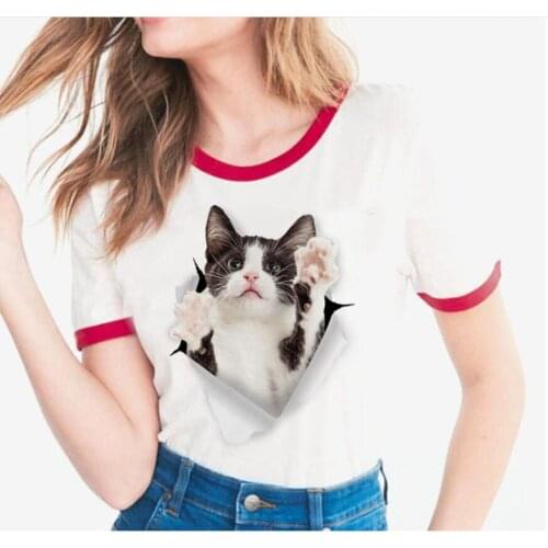Cute Cat Print Modal T shirt Women Cartoon White T-shirt Harajuku TShirt Vogue Tops tee shirt Femme Vogue Summer