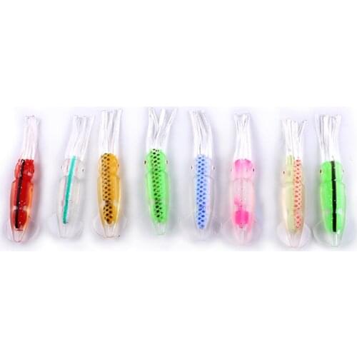 TAIGEK 8 Pieces Fishing Lures Saltwater Luminous Squid 11.5cm Soft PVC/Silica Gel Freshwater