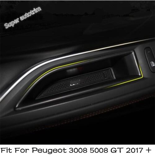 LAPETUS Front Door Storage Box Handle Box Glove Armrest Box Cover Kit Fit For Peugeot 3008 5008 GT 2017 - 2021 Plastic / Black