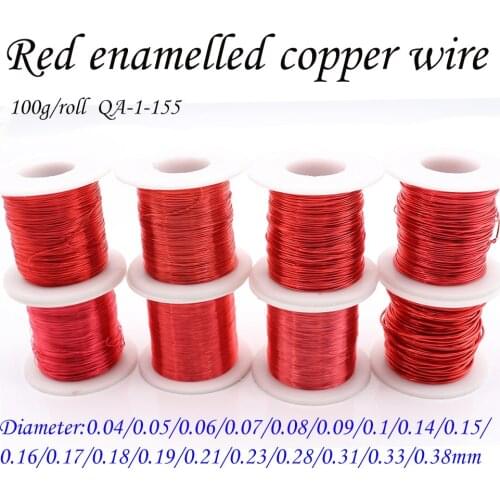 Red Magnet Wire 0.04mm-0.38mm QA-1-155 Enameled Copper Wire Magnetic Coil Winding For Electric Machine inductance 100g