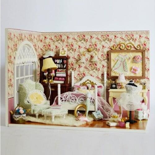 Cute Room DIY Doll House Three-inch Sunshine Wooden Model Mini Building Creative Handmade Bedroom Miniature Furniture Hand Craft