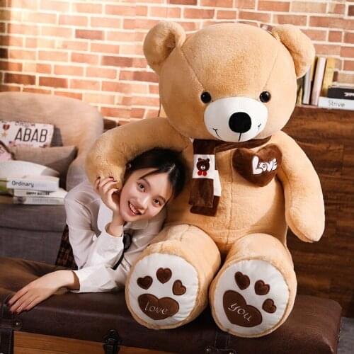 60-100cm High Quality 4 Colors Teddy Bear With Scarf Stuffed Animals Bear Plush Toys Doll Pillow Kids Lovers Birthday Baby Gift