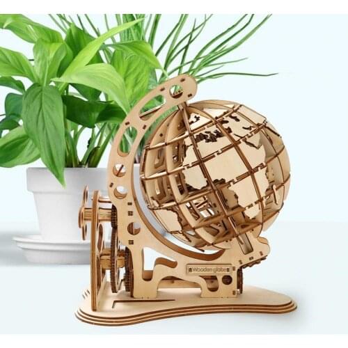 Cartoon Wooden Globe Model Adult Kid DIY Assembled Educational Toy Home Decor Decoration Children Parent-child Interactive Toys