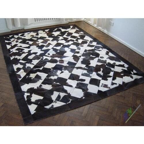 Fashionable art carpet 100% natural genuine cowhide leather kitchen mat