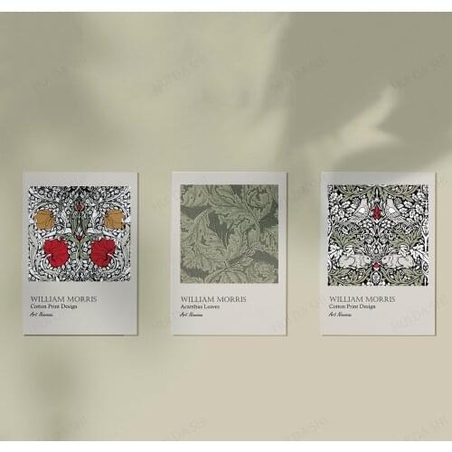 William Morris Set of 3 Print, Mid Century Inspired, Botanical Print Set, 19th Century Printable Art