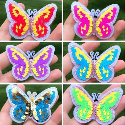 Prajna Colorful Butterfly Series Sequin Patch Embroidered Patches For Clothing Iron On Patches For Kids Jacket Clothes Applique