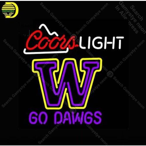 NEON SIGN For Coors Light Go Dawgs REAL GLASS Tube Store display Handcraft Restaurant Light Signs lamp anuncio luminoso Lamps