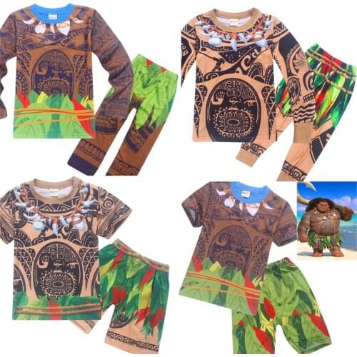 New Summer Pyjama spring Maui Little Boys Sets 2 Pcs For Kids Clothes Sleepwear Moana costumes pyjamas baby boys pijamas