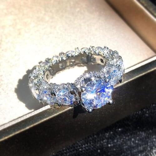 New Classic 925 Sterling Silver Zircon Wedding Ring Set Bridal Women Luxury Jewelry Bridal Ring Rings for Women Moissanite Ring