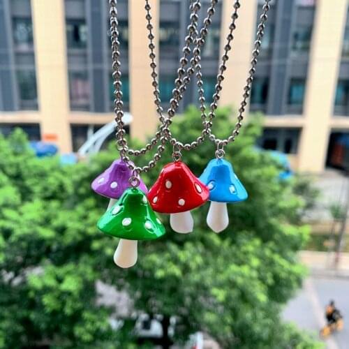 Charms Mushroom Pendants Necklace High Quality Simple Woman Necklace Colorful Small Fresh Cute Kawaii Ladies Necklaces