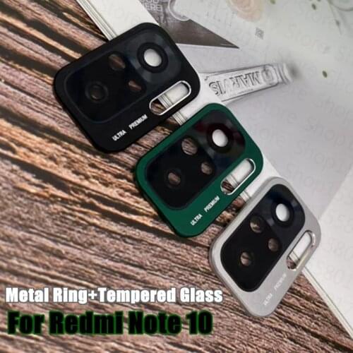 Full Camera Lens Protector For Xiaomi Redmi Note 10 5G Metal Ring Tempered Glass for Redmi Note 10 Rear Lens Protection Case