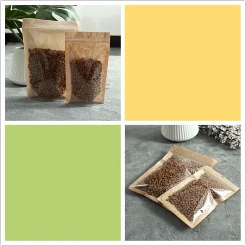 Translucent kraft paper sealed zipper bag, bakery food packaging bag, dry food storage bag, snack gift bag