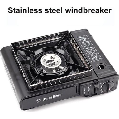 Outdoor Camping Portable Gas Cooker Stove For Camping Hiking Accessories Adapter For Gas Cylinders Foldable Windshield Cooking