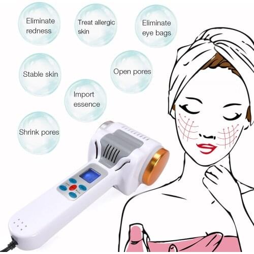 Portable Hot Cold Beauty Instrument Red Blue Light Photon rejuvenation Massager Skin Lifting Firming Facial Cool Warm Hammer