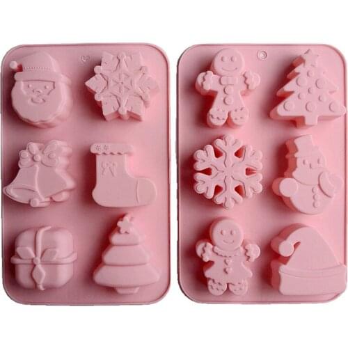 Christmas Series Silicone Molds Snowman Socks Snowflake Santa Claus Chocolate Mold DIY Cake Baking Decoration Silicone Mold