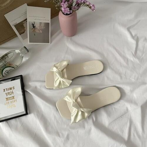 Weaving Blue Yellow Slippers Women 2021 Summer Beach Flip Flops Casual Slides Fashion Square Toe Beige Flat Slippers Women Shoes