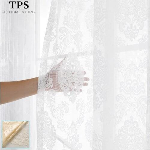 TPS Embroidered Sheer Curtains for Living Room Bedroom Tulle Curtain Window Kitchen Modern Window Treatment Drapes Panels Blinds