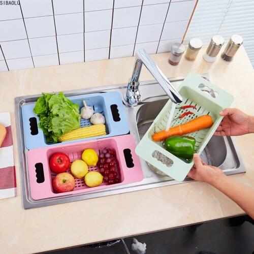 Silicone Vegetable Washing Basket Retractable Adjustment Fruit And Vegetable Basket Collapsible Sink With Handle Kitchen Tools