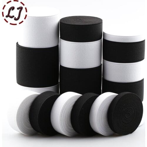 Brand 10mm/15mm/20mm/25mm/30mm/35mm super high tenacity black white elastic webbing tape 5yd/lot for grament sew accessories
