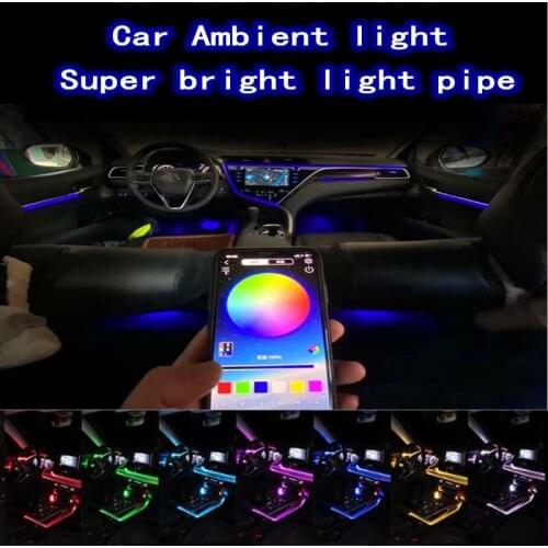 RGB LED Strips Ambient Light APP Sound Music Control for Car Interior Atmosphere Light Car Backlight DIY 8M Fiber Optic Band