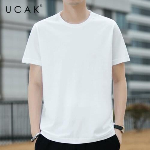 UCAK Brand Classic O-Neck Solid Color Short Sleeve Pure Cotton T-Shirt Summer Fashion Streetwear Tops Casual T Shirt Homme U5510