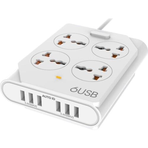 MOXOM Smart Home Electronic Power Strip Socket Fast Charging 6 USB + 4 Sockets Standard Plug Interface Extension EU UK