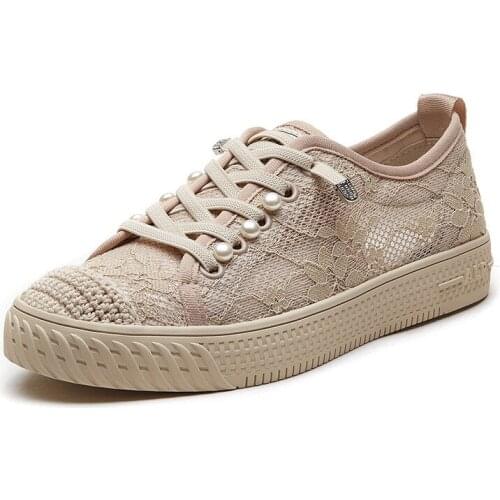 2021 Summer Korean Womens Shoes Lace Hollow Mesh Comfortable Breathable Soft Bottom Lazy Flat Sports Fashion Sole Shoes