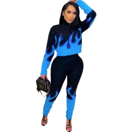Streetwear Print Two Piece Set Women Matching Sets Long Sleeve Sweatshirt Top and Pants Set Sweat Suits Women Outfits Clubwear
