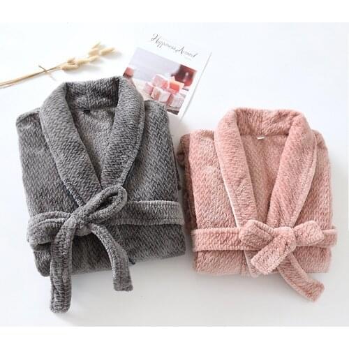 Winter plus velvet nightgown ladies bathrobe loose plus size thickening casual couple flannel home service hotel robe new 2020