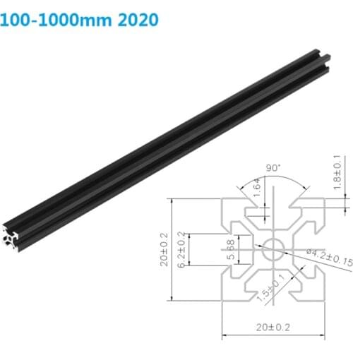 100-1000mm Black 2020 V-Slot Aluminum Profile Extrusion Frame for CNC Laser Engraving Machine 3D Printer Camera Slider Furniture