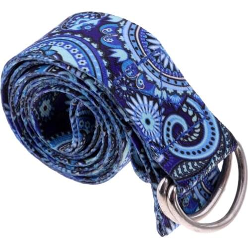 185cm Yoga Exercise Waist Leg Fitness Stretching Strap w/ Adjustable D-ring