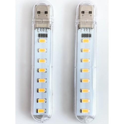 2pcs USB LED Book Lights 8 LEDs SMD 5730 LED Bulb 5V Power Input Cool White Warm White USB Night light