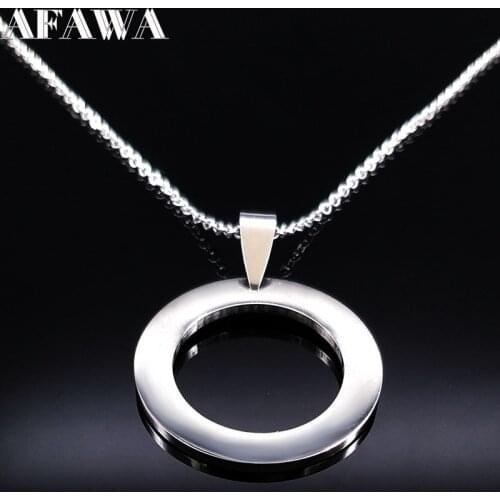 2021 Fashion Round Stainless Steel Necklaces Women Jewelry Silver Color Statement Necklace Jewelry Gift collar mujer N18005