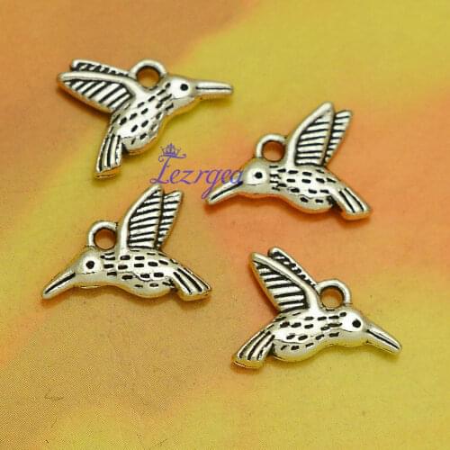 30pcs/lot--19x15mm, bird cham,Antique silver plated Hummingbird charms,DIY supplies, Jewelry accessories