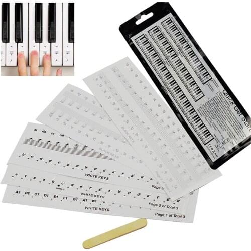 5pcsTransparent Piano and Keyboard Music Note Full Set Stickers for White and Black Keys Removable Piano Keyboard Stickers