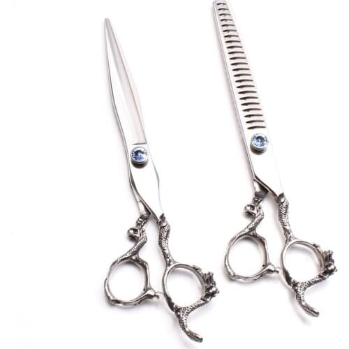 7.5" 440C Engraving Logo Pet Scissors Kit Straight Shears Thinning Shears Professional Grooming Scissors Dog Scissors DIY C9006