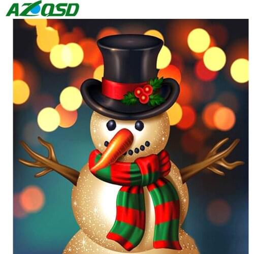 AZQSD 5D DIY Diamond Painting Snow Man Diamond Embroidery Winter Christmas Picture Of Rhinestones Handmade Home Decor Gift